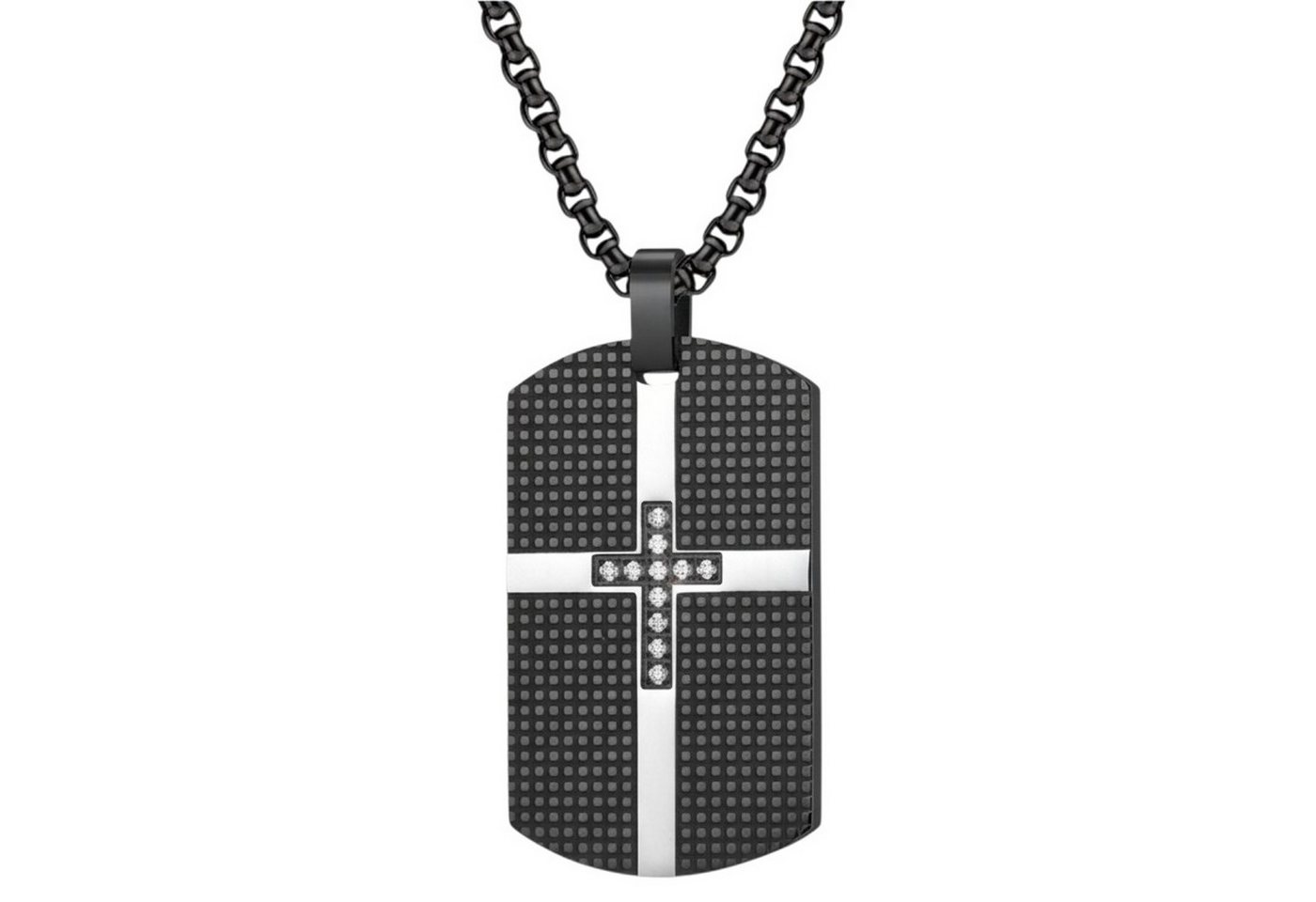 KARMA Kette mit Anhänger Halskette Schwarz Herren Edelstahl 60 cm (wasserfest hypoallergen Edelstahlkette, modern Geschenk für Ihn), Herrenschmuck Männer Herrenhalskette von KARMA