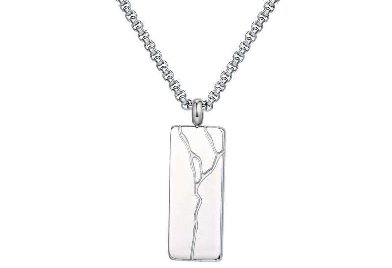 KARMA Kette mit Anhänger Halskette Silber od. Schwarz Herren Edelstahl 50 cm (wasserfest hypoallergen Edelstahlkette, modern Geschenk für Ihn), Herrenschmuck Männer Herrenhalskette von KARMA