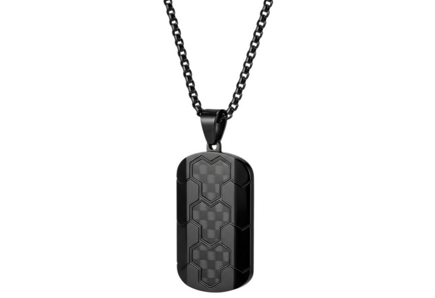 KARMA Kette mit Anhänger Halskette Silber od. Schwarz Herren Edelstahl 60 cm (hypoallergen Edelstahlkette, modern Geschenk für Ihn wasserfest), Herrenschmuck Männer Herrenhalskette von KARMA