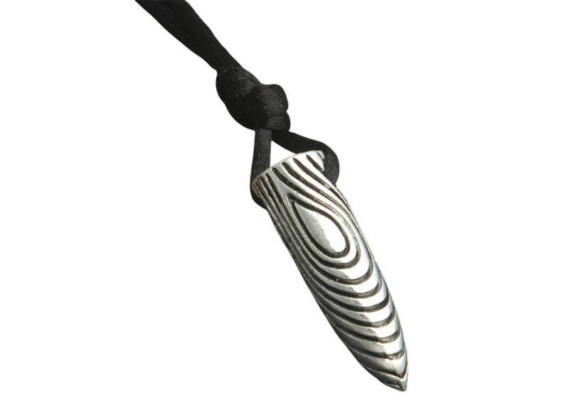 KARMA Kette mit Anhänger Halskette mit Anhänger Schwarz Silber Textil Legierung (Herrenhalskette Geschenk für Ihn, Textilkette Männer), Herren Kette Herrenschmuck von KARMA