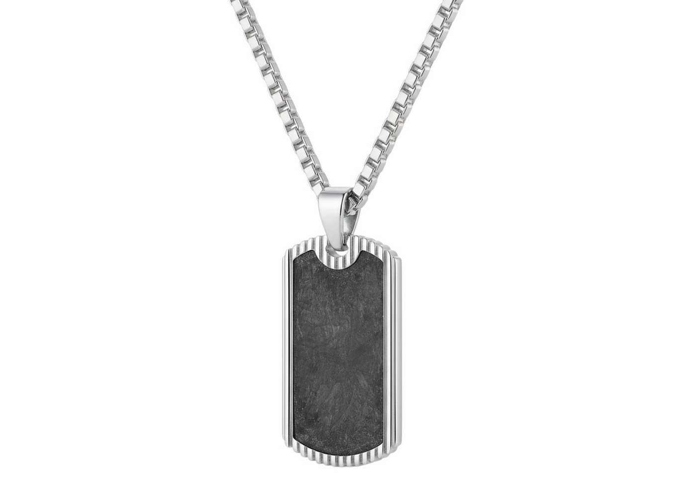KARMA Kette mit Anhänger Halskette mit Dogtag Anhänger Silber Anthrazit Herren Edelstahl (Geschenk für Ihn wasserfest hypoallergen Edelstahlkette, Männer Herrenhalskette modern), 60 cm Kette Herrenschmuck Geschenkbox von KARMA