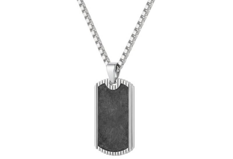 KARMA Kette mit Anhänger Halskette mit Dogtag Anhänger Silber Anthrazit Herren Edelstahl (Geschenk für Ihn wasserfest hypoallergen Edelstahlkette, Männer Herrenhalskette modern), 60 cm Kette Herrenschmuck Geschenkbox von KARMA
