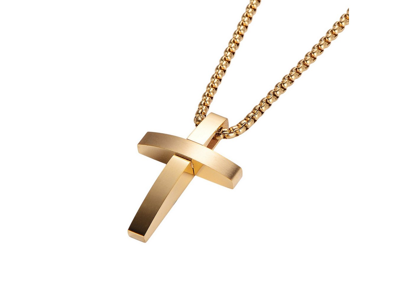 KARMA Kette mit Anhänger Halskette mit Kreuz Gold Herren Edelstahl 60 cm (Kreuzkette, Herrenhalskette Geschenk für Ihn), Herrenschmuck Edelstahlkette Männer von KARMA