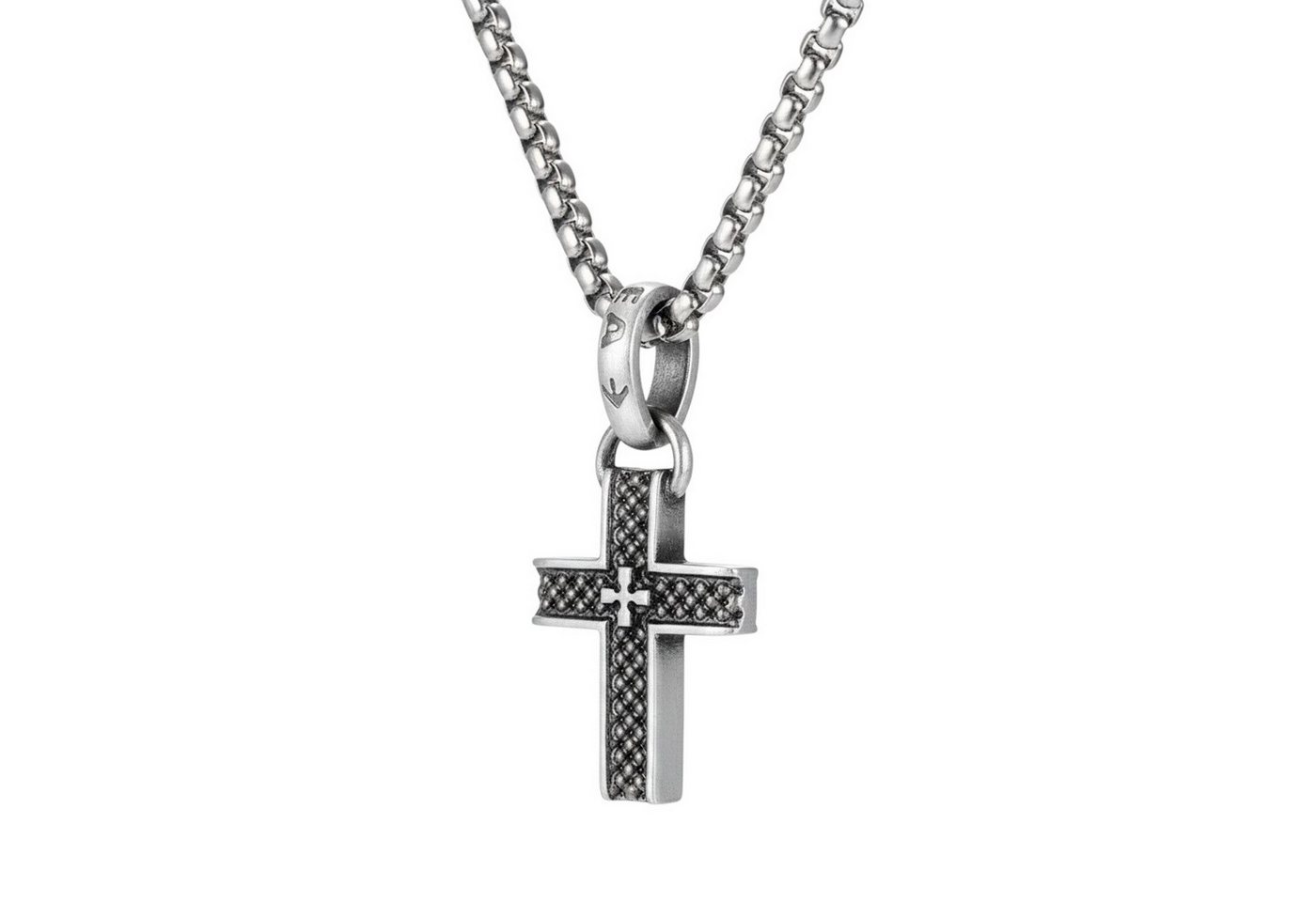 KARMA Kette mit Anhänger Halskette mit Kreuz Silber Herren Edelstahl 60 cm (Geschenk für Ihn wasserfest hypoallergen, Männer Herrenhalskette), Kette Herrenschmuck Edelstahlkette von KARMA