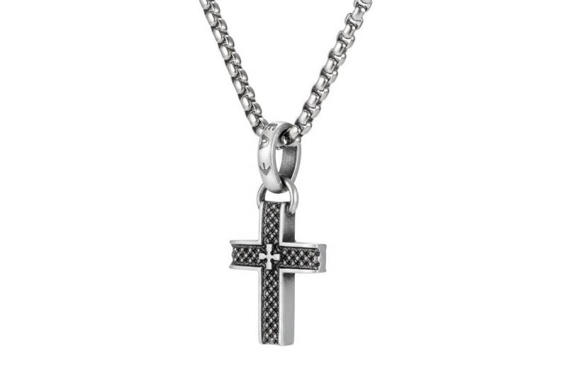 KARMA Kette mit Anhänger Halskette mit Kreuz Silber Herren Edelstahl 60 cm (Geschenk für Ihn wasserfest hypoallergen, Männer Herrenhalskette), Kette Herrenschmuck Edelstahlkette von KARMA
