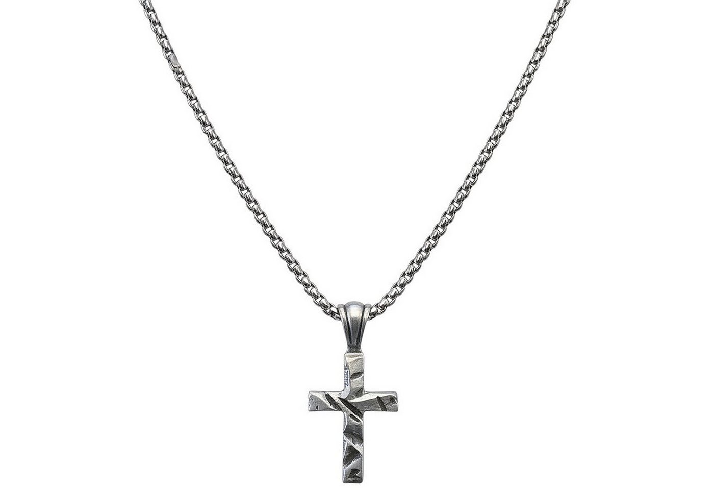 KARMA Kette mit Anhänger Halskette mit Kreuz Silber Herren Edelstahl Titanstahl 60 cm (Geschenk für Ihn wasserfest hypoallergen, Männer Herrenhalskette), in Geschenkbox Herrenschmuck Edelstahlkette von KARMA