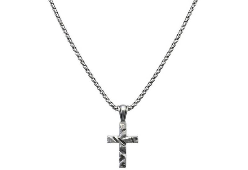 KARMA Kette mit Anhänger Halskette mit Kreuz Silber Herren Edelstahl Titanstahl 60 cm (Geschenk für Ihn wasserfest hypoallergen, Männer Herrenhalskette), in Geschenkbox Herrenschmuck Edelstahlkette von KARMA