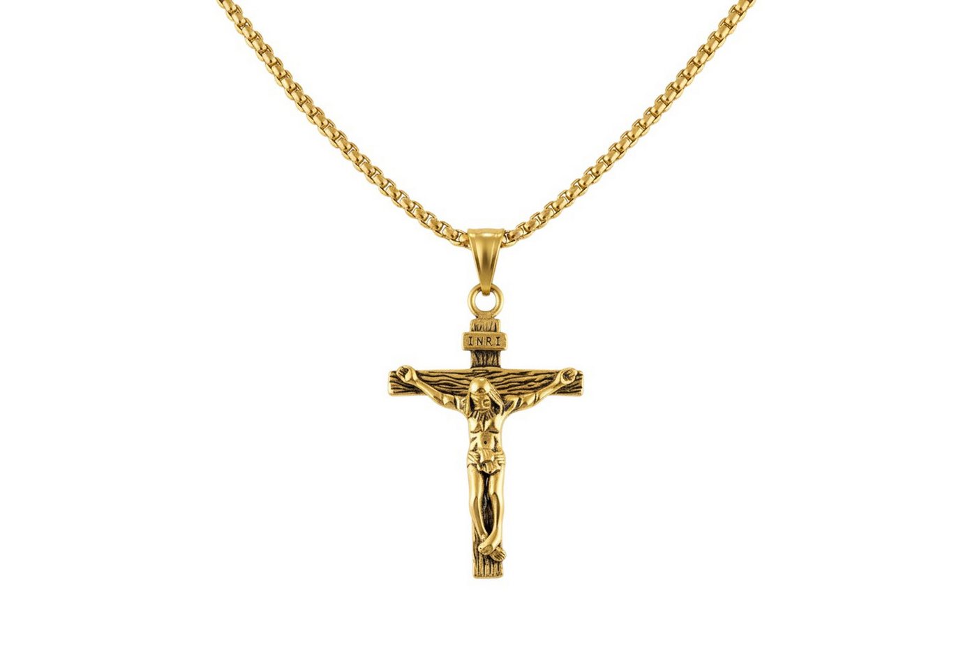 KARMA Kette mit Anhänger Halskette mit Kreuz Silber od. Gold Herren (Geschenk für Ihn Kreuzkette, Edelstahlkette Männer Herrenhalskette), Edelstahl 54 cm Kette Herrenschmuck von KARMA