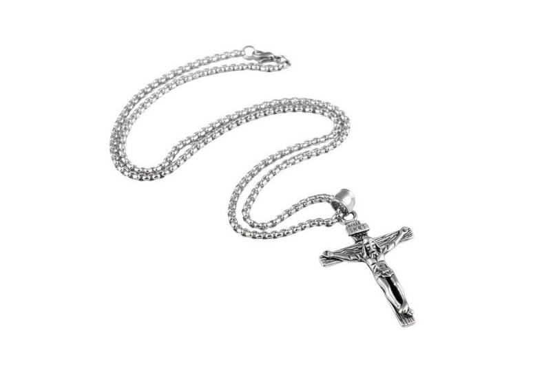 KARMA Kette mit Anhänger Halskette mit Kreuz Silber od. Gold Herren (Geschenk für Ihn Kreuzkette, Edelstahlkette Männer Herrenhalskette), Edelstahl 54 cm Kette Herrenschmuck von KARMA