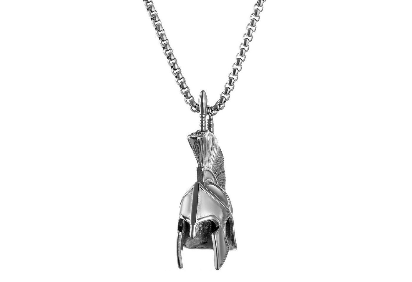 KARMA Kette mit Anhänger Halskette mit Römerhelm Silber Herren Edelstahl 55 cm (Geschenk für Ihn, Männer Herrenhalskette Spartan), Herrenschmuck Edelstahlkette von KARMA