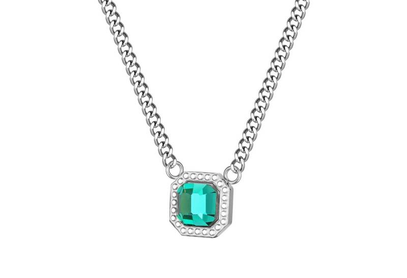 KARMA Kette mit Anhänger Halskette mit Stein Damen Gold od. Silber (Gliederkette, modern Damenhalskette Karabinerverschluss), Edelstahl vergoldet 44 cm verstellbar von KARMA