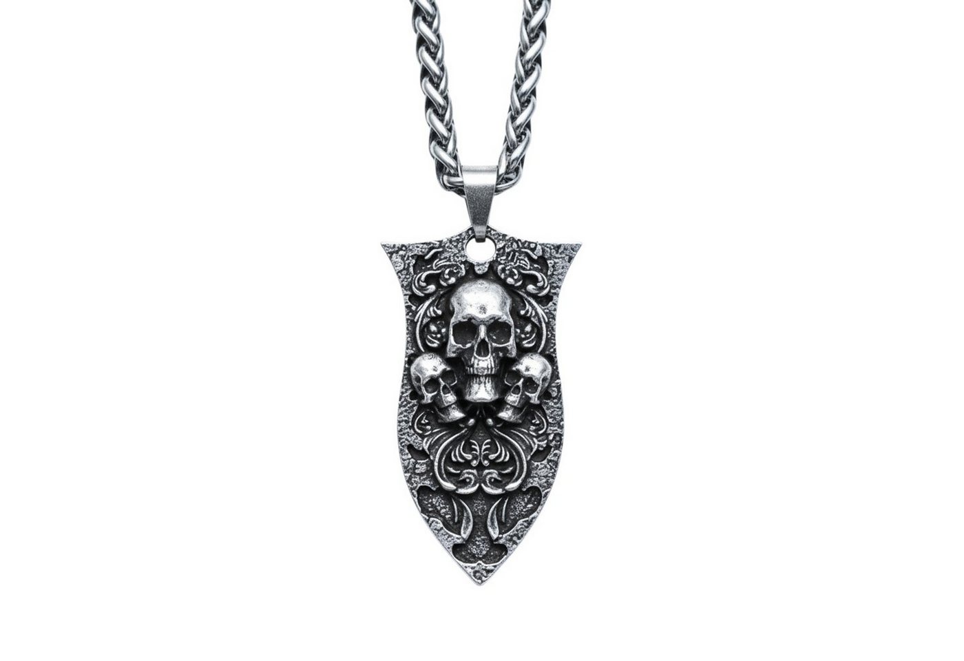 KARMA Kette mit Anhänger Halskette mit Totenkopf Anhänger Silber Herren 60 cm (Totenkopfkette, modern Geschenk für Ihn), Herrenschmuck Männer Herrenhalskette von KARMA