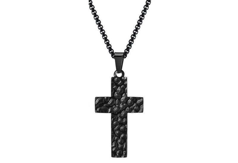 KARMA Kette mit Anhänger Herrenkette Kreuz Halskette für Herren mit Kreuzanhänger (Männerschmuck Kreuzanhänger), Herrenschmuck Geschenk für Ihn Silber oder schwarz von KARMA