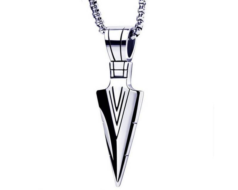 KARMA Kette mit Anhänger Herrenkette silber Pfeilspitze Anhänger Metall Männerkette Halskette (modern Metallhalskette Pfeil), Herren Herrenhalskette Kette Geschenk für Ihn von KARMA
