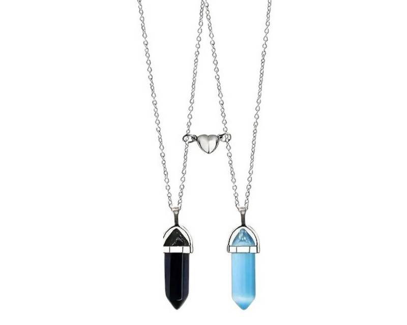 KARMA Kette mit Anhänger Partnerketten mit Anhänger Schwarz Blau modern (Damenhalskette Herrenhalskette, Kette Edelstein), Damen Herren Kette Damenkette Halskette Partnerschmuck magnetisch von KARMA
