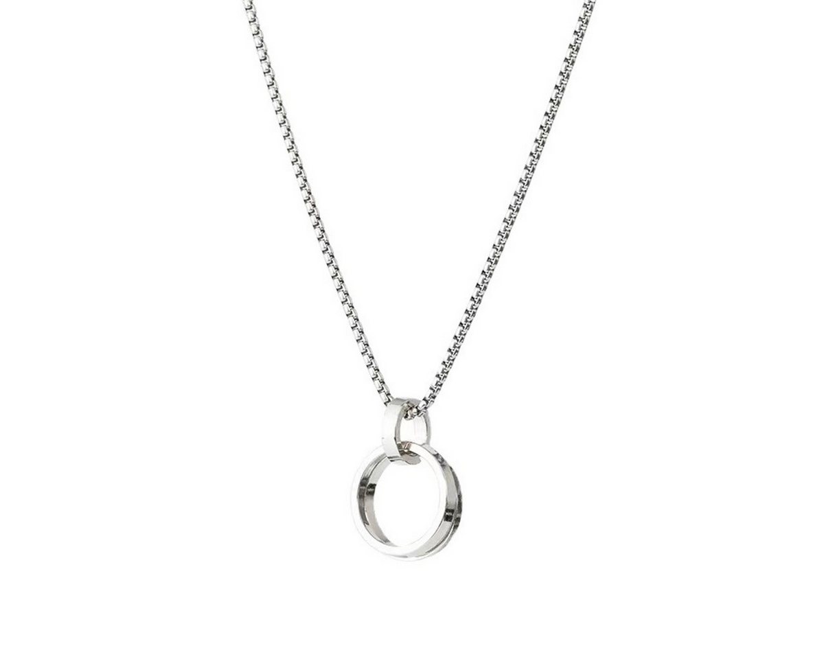 KARMA Kette mit Anhänger Ringe Herren Halskette Silber Edelstahl modern Edelstahlkette (Herrenschmuck Geschenk für Ihn), Herrenhalskette Edelstahlhalskette Herrenkette 70 cm von KARMA