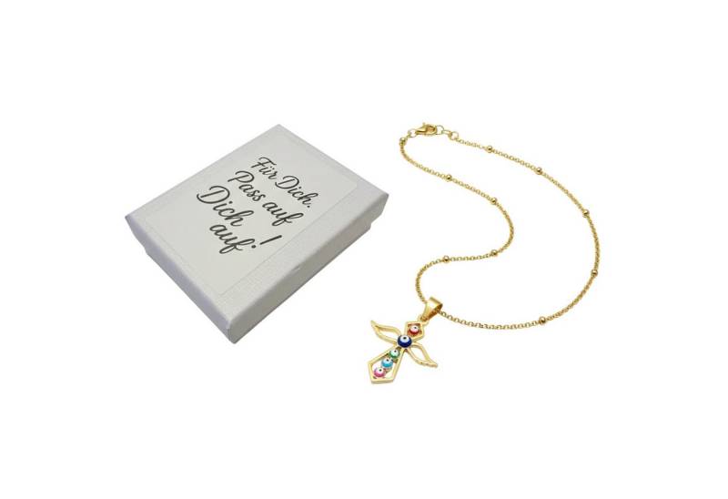 KARMA Kette mit Anhänger Schutzengel-Halskette Edelstahl goldfarben (mit bunten Nazar-Augen, Glücksbringer in Geschenkverpackung), Geschenkidee Symbolschmuck Damenkette von KARMA