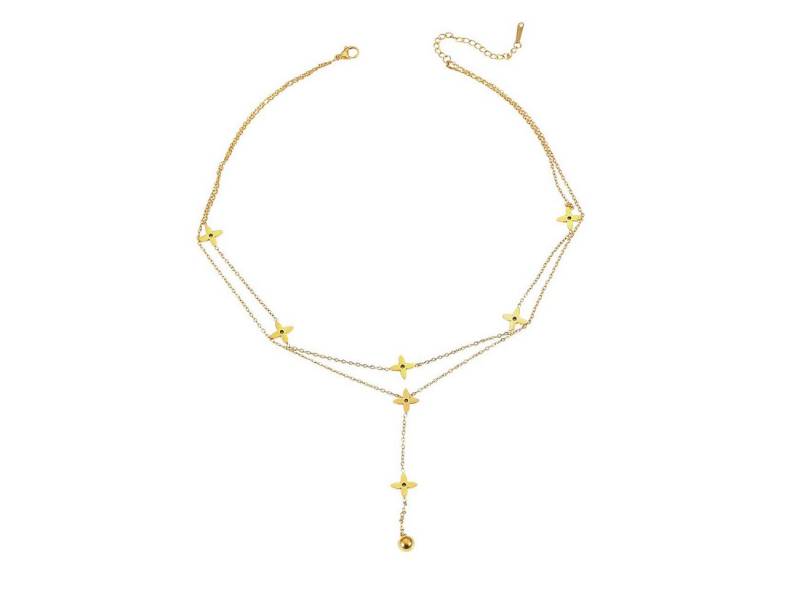 KARMA Kette ohne Anhänger Halskette Stern Silber oder Gold Damen Edelstahl (Edelstahlkette, Layeringkette Geschenk für Frauen), Layering Kette 40 cm Karabinerverschluss von KARMA