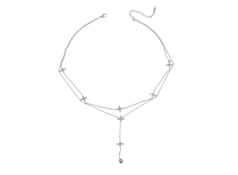 KARMA Kette ohne Anhänger Halskette Stern Silber oder Gold Damen Edelstahl (Edelstahlkette, Layeringkette Geschenk für Frauen), Layering Kette 40 cm Karabinerverschluss von KARMA