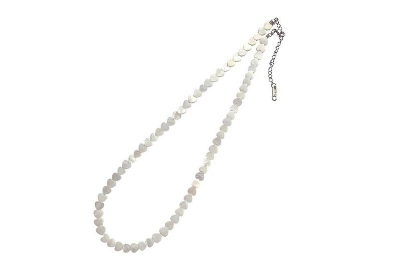 KARMA Kette ohne Anhänger Halskette Süßwassermuschel Abalone Damen Edelstahl (Geschenk für Frauen, Funkelnde Muschelkette), Weiß Silber Kette 40 cm Karabinerverschluss von KARMA