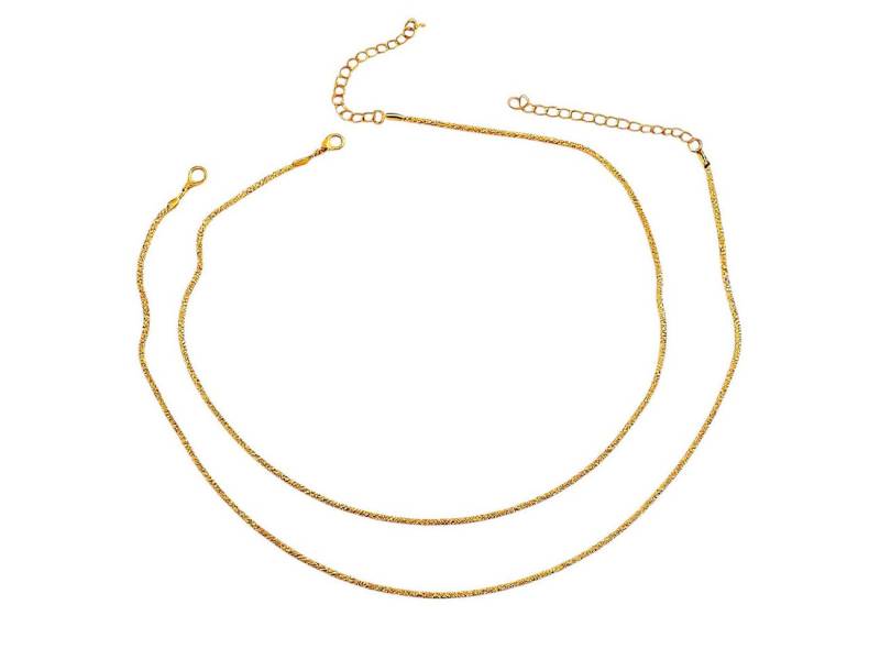 KARMA Kette ohne Anhänger Halskette doppelt Strass Silber oder Gold 41 & 47 cm (Damenhalskette Strasskette, für Frauen modern), Legierung Damen Kette verstellbar von KARMA