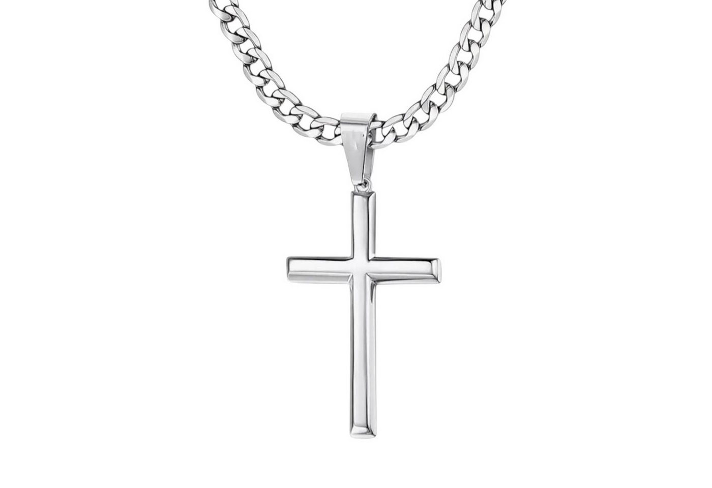 KARMA Kette und Anhänger Set Edelstahl Herren Halskette Figaro 60 cm (Halskette Edelstahl, Herrenschmuck Geschenk für Ihn), Kreuz Anhänger Rostfrei & Robust von KARMA