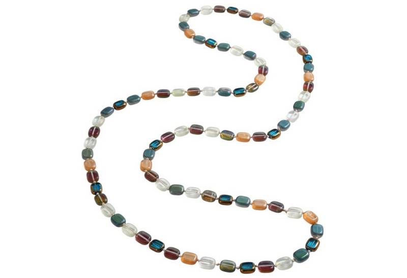KARMA Lange Kette Halskette bunt 120 cm Damen Natursteine Kristalle (mehrfarbig, modern Geschenk für Frauen), Pulloverkette Damenhalskette von KARMA