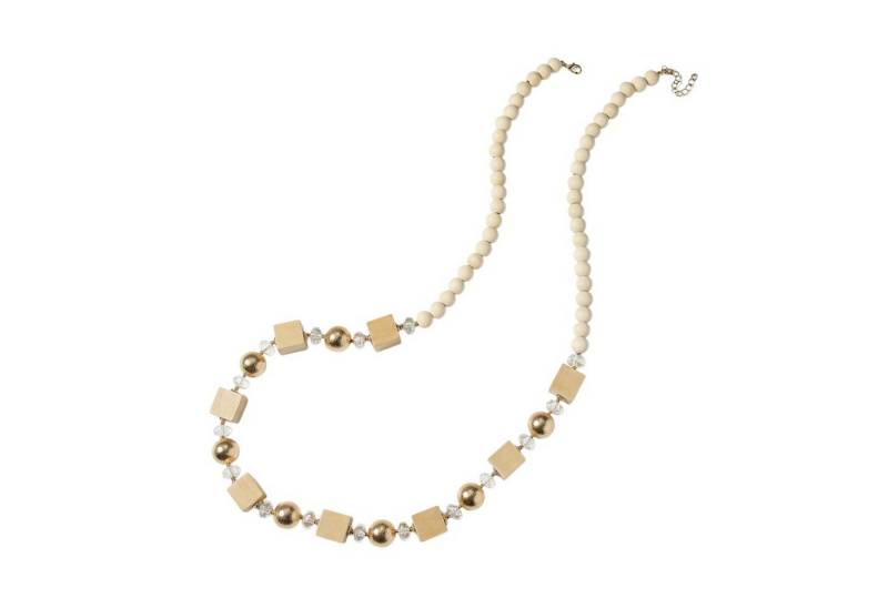 KARMA Lange Kette Longkette Holz & Legierung 98+7 cm (Wickelkette Damenschmuck, Damenkette Holzwürfel), Boho Lagenlook Style Damen von KARMA