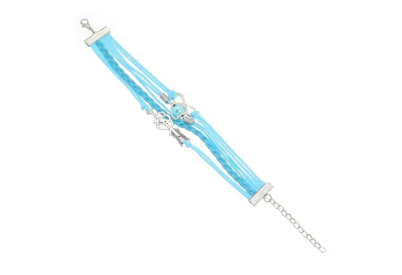 KARMA Lederarmband Damen Armband Leder mit Herz und Infinity Symbol verstellbar (Wickelarmband Armbandset, Damenschmuck Sommer Urlaub), Freundschaftsarmband türkis rosa oder lila Geschenk für Frauen Mädchen von KARMA