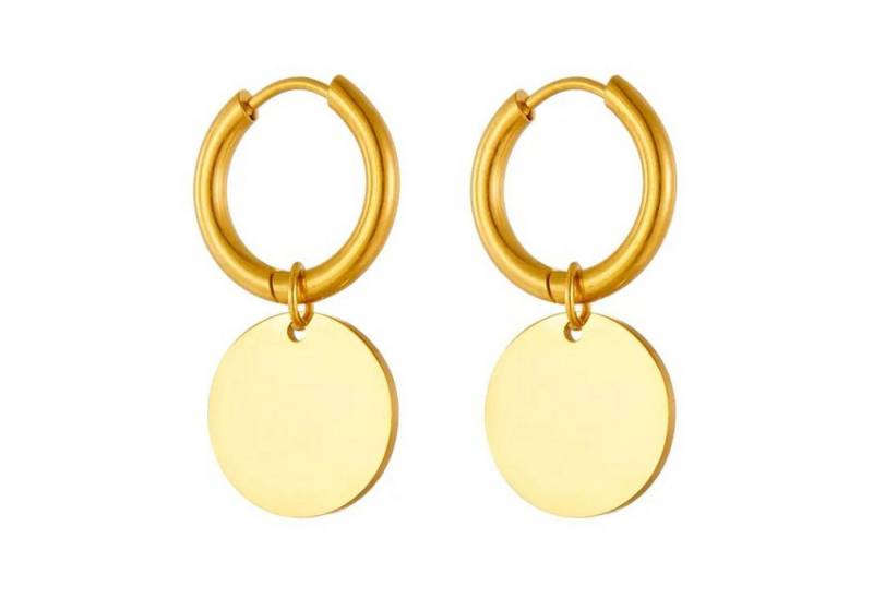 KARMA Ohrhänger-Set Creolen Damen Edelstahl – Goldene & Silberne Ohrringe mit Coins (Ohrringe gold silber, mit runden Plättchen Ohrschmuck), Vergoldete Hoops von KARMA