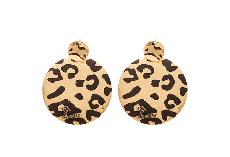 KARMA Ohrhänger-Set Statement Ohrringe Damen Leopardenmuster (Ohrschmuck Damen, 2-tlg., Statement-Look in Gold und Animal Print), Goldfarben (5 cm) von KARMA