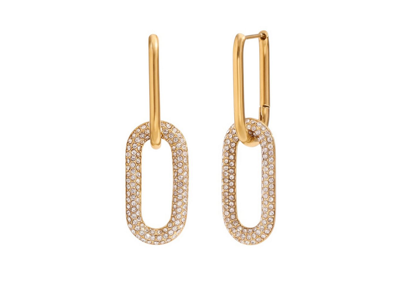 KARMA Ohrring-Set Glamouröse Statement-Ohrringe aus Edelstahl (Geschenk für Sie, Creolen Damenschmuck), Mit Zirkonia besetzte Link-Ohrringe in Gold oder Silber von KARMA