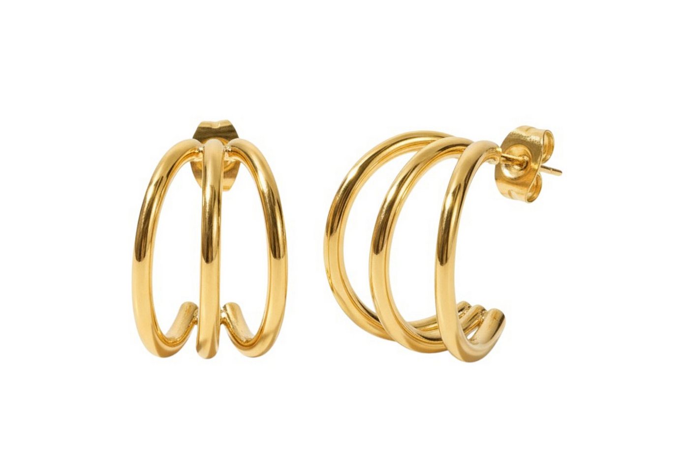 KARMA Paar Creolen 3fach Edelstahl Silber Gold od. Biocolor Ohrringe 1,9 cm (Edelstahlcreolen, Damenschmuck Damencreolen), Damenohrringe Ohrschmuck Kreolen von KARMA