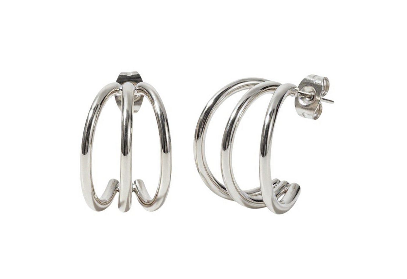 KARMA Paar Creolen 3fach Edelstahl Silber Gold od. Biocolor Ohrringe 1,9 cm (Edelstahlcreolen, Damenschmuck Damencreolen), Damenohrringe Ohrschmuck Kreolen von KARMA