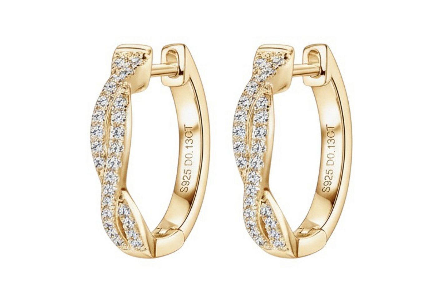 KARMA Paar Creolen Damen mit Moissanit 925er Silber Ohrringe (Damencreolen Damenohrringe, eleganter Ohrschmuck für Frauen), in Silber oder Gold 17 mm Ø von KARMA