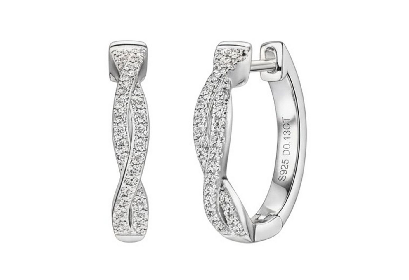 KARMA Paar Creolen Damen mit Moissanit 925er Silber Ohrringe (Damencreolen Damenohrringe, eleganter Ohrschmuck für Frauen), in Silber oder Gold 17 mm Ø von KARMA