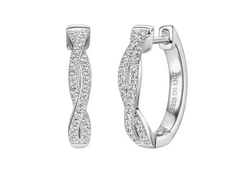 KARMA Paar Creolen Damen mit Moissanit 925er Silber Ohrringe (Damencreolen Damenohrringe, eleganter Ohrschmuck für Frauen), in Silber oder Gold 17 mm Ø von KARMA