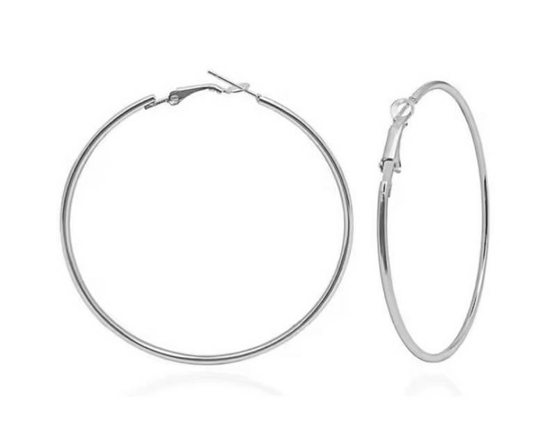 KARMA Paar Creolen Gold od. Silber vers. Größen modern Damen (Geschenk für Sie Ohrringe Damenohrringe, 5 cm 6 cm oder 7 cm Damenohrschmuck Ohrschmuck Frauen), Damenohrringe Damencreolen versilbert oder vergoldet von KARMA