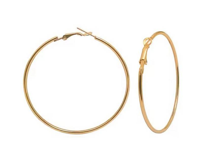 KARMA Paar Creolen Gold od. Silber vers. Größen modern Damen (Geschenk für Sie Ohrringe Damenohrringe, 5 cm 6 cm oder 7 cm Damenohrschmuck Ohrschmuck Frauen), Damenohrringe Damencreolen versilbert oder vergoldet von KARMA