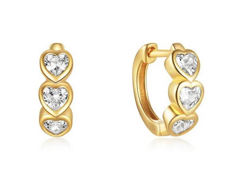 KARMA Paar Creolen Herzkristalle Silber925 Ohrringe in Silber Gold Weiß od. Blau modern (Geschenk für Sie Damen, Kreolen Kristallcreolen), Damenschmuck mit Herz Kristallen Damenohrringe Damencreolen von KARMA