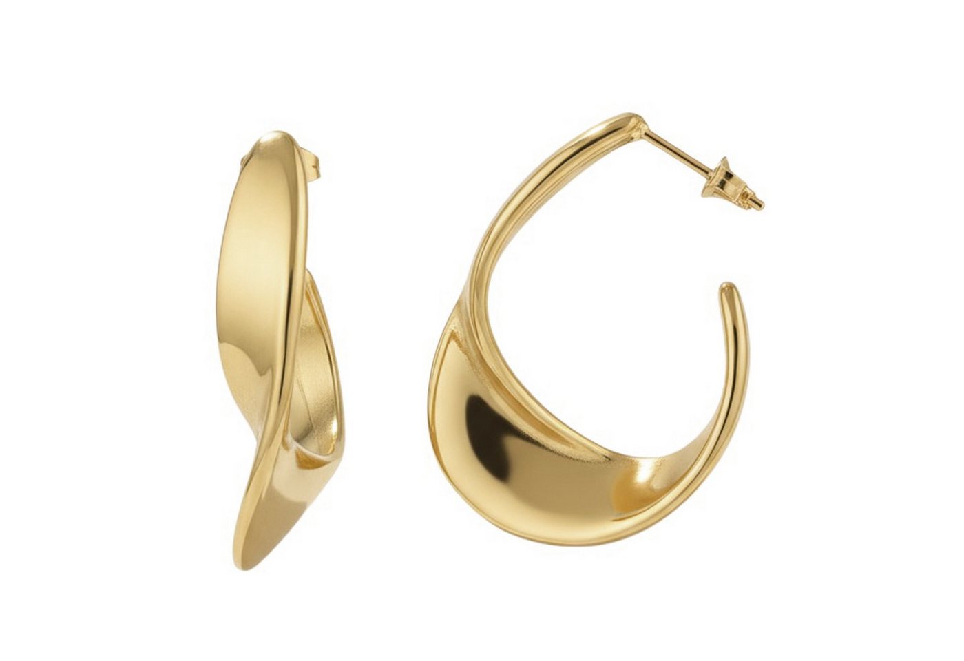 KARMA Paar Creolen oval Edelstahl vergoldet Ohrringe 3 cm (Damencreolen Edelstahlcreolen, Kreolen Damenschmuck), Damenohrringe Gold Ohrschmuck von KARMA