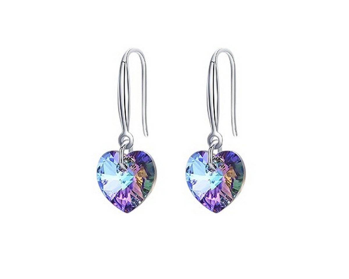 KARMA Paar Ohrhänger Ohrringe Herz Silber 925 Kristall Damenohrringe Ohrhänger (Geschenk für Sie, Damen Kristallohrringe), Ohrschmuck Damenschmuck Ohrschmuck von KARMA