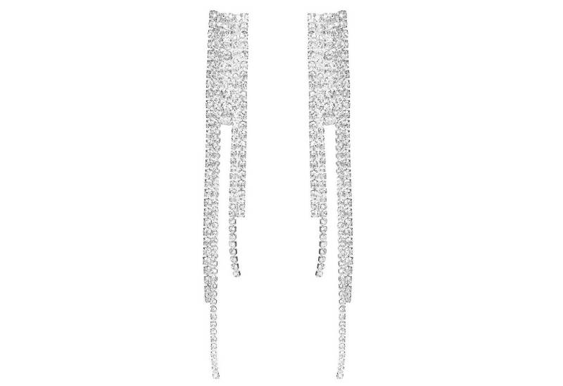 KARMA Paar Ohrhänger Ohrringe Strass Silber 12 cm Damenohrringe Ohrhänger Ohrschmuck (Strassohrringe Strassohrhänger, Damenohrschmuck Damenohrhänger), Damenschmuck Ohrschmuck Damen Kristall von KARMA