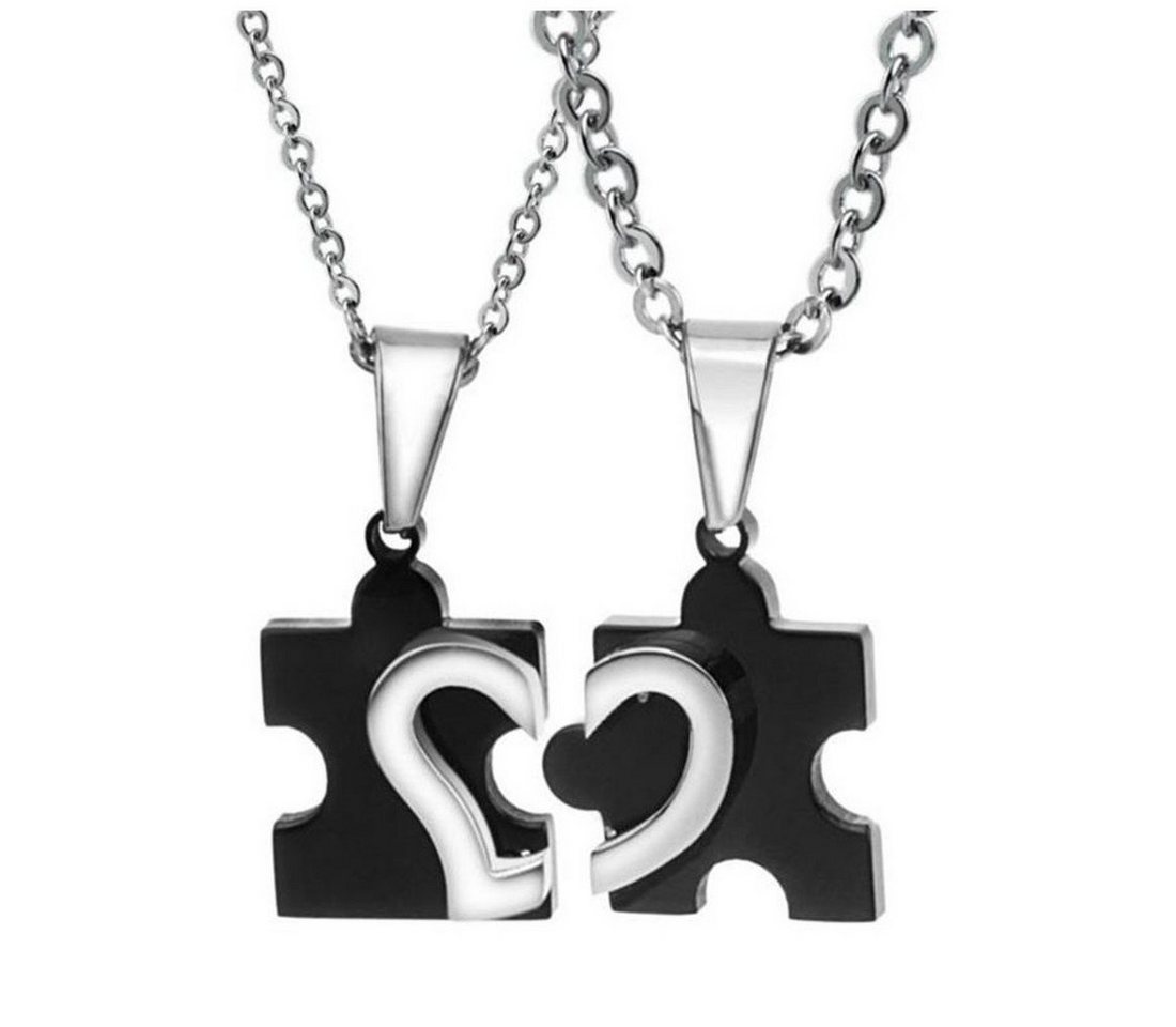 KARMA Partnerkette Puzzle Herz Freundschaft Liebe Familie Geschenk Partner (2-tlg), Paarkette Liebe modern von KARMA