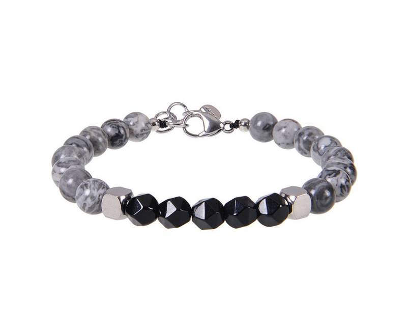 KARMA Perlenarmband Armband Herren Obsidian Grau Schwarz Armschmuck Edelsteinarmband (Geschenk für ihn, Herrenarmband Herrenschmuck), Edelstein Obsidianarmband Schutzstein von KARMA