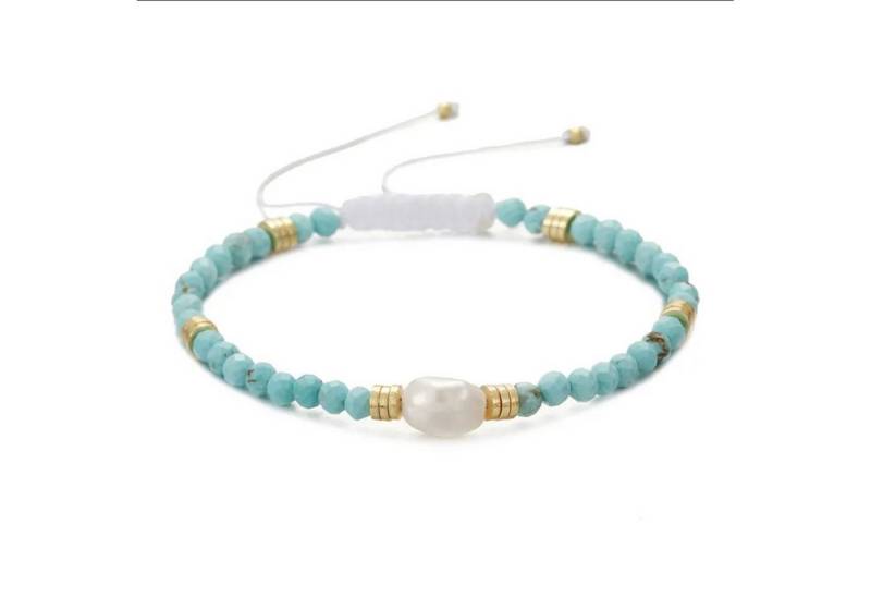 KARMA Perlenarmband Damen Armband Süßwasserperlen Blau, Weiß oder Grün (Damenarmband verstellbar, Perlenarmband zeitloses Design), Edelstahl Perlen elegantes Schmuckstück von KARMA