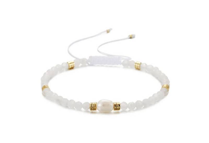 KARMA Perlenarmband Damen Armband Süßwasserperlen Blau, Weiß oder Grün (Damenarmband verstellbar, Perlenarmband zeitloses Design), Edelstahl Perlen elegantes Schmuckstück von KARMA