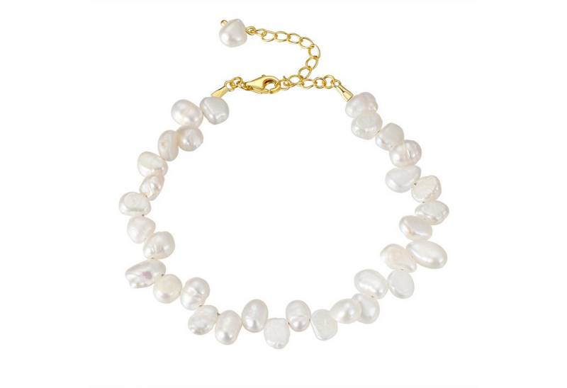 KARMA Perlenarmband Damen Armband Süßwasserperlen Gold Perlen (verstellbar wasserfest hypoallergen, zeitloses Design Damenarmband), elegantes Schmuckstück Silber925 vergoldet von KARMA