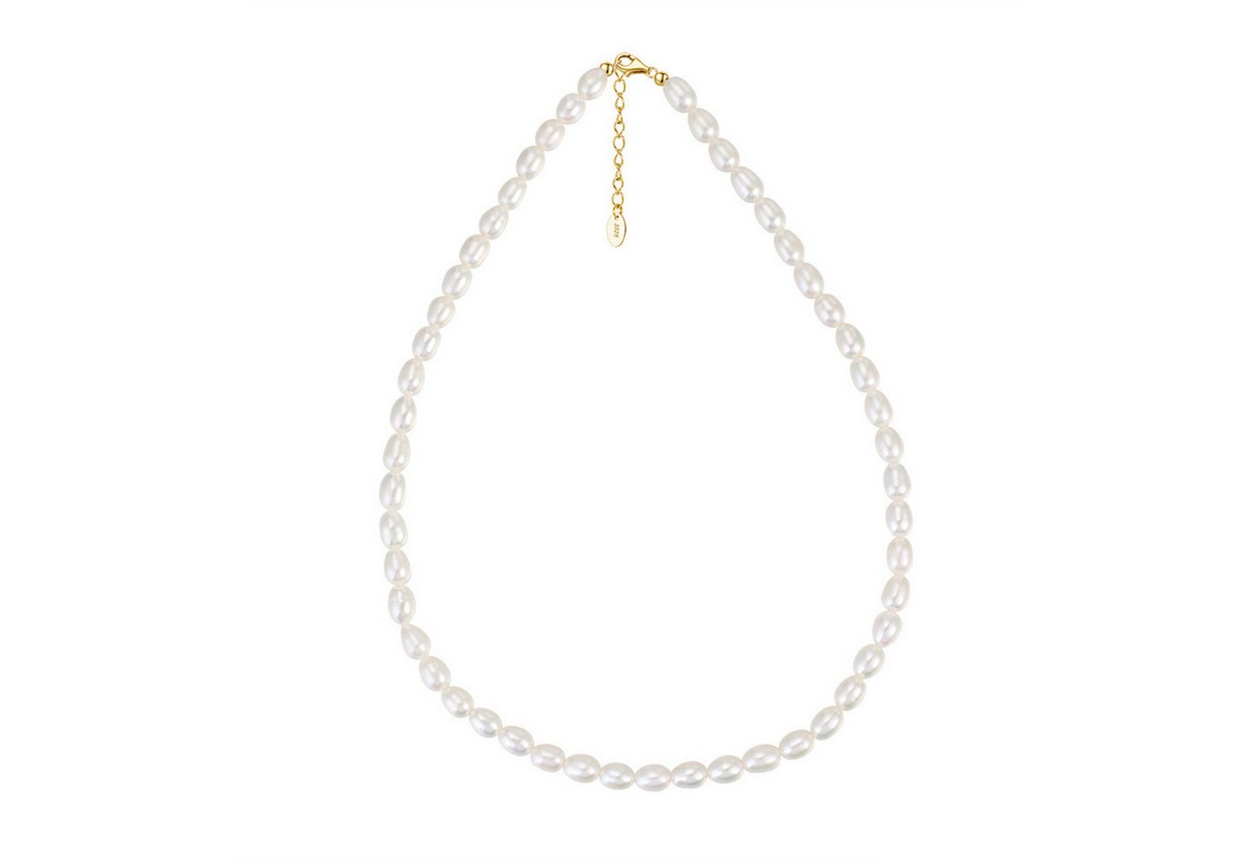 KARMA Perlenkette Halskette Damen Gold Legierung vergoldet 40 cm Kette (Karabinerverschluss, modern Damenhalskette), Süßwasserperlen Perlen verstellbar von KARMA