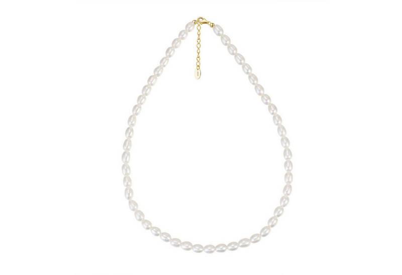 KARMA Perlenkette Halskette Damen Gold Legierung vergoldet 40 cm Kette (Karabinerverschluss, modern Damenhalskette), Süßwasserperlen Perlen verstellbar von KARMA